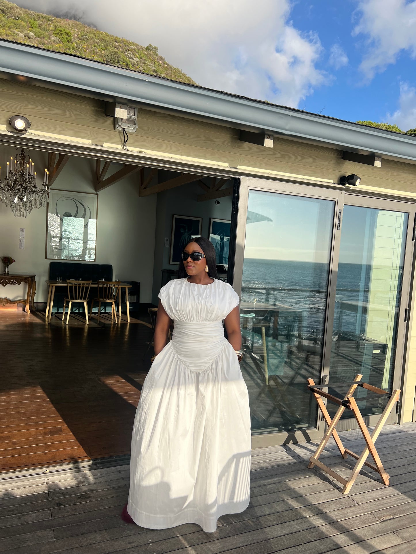 Adesuwa Ruched Cotton Long Dress