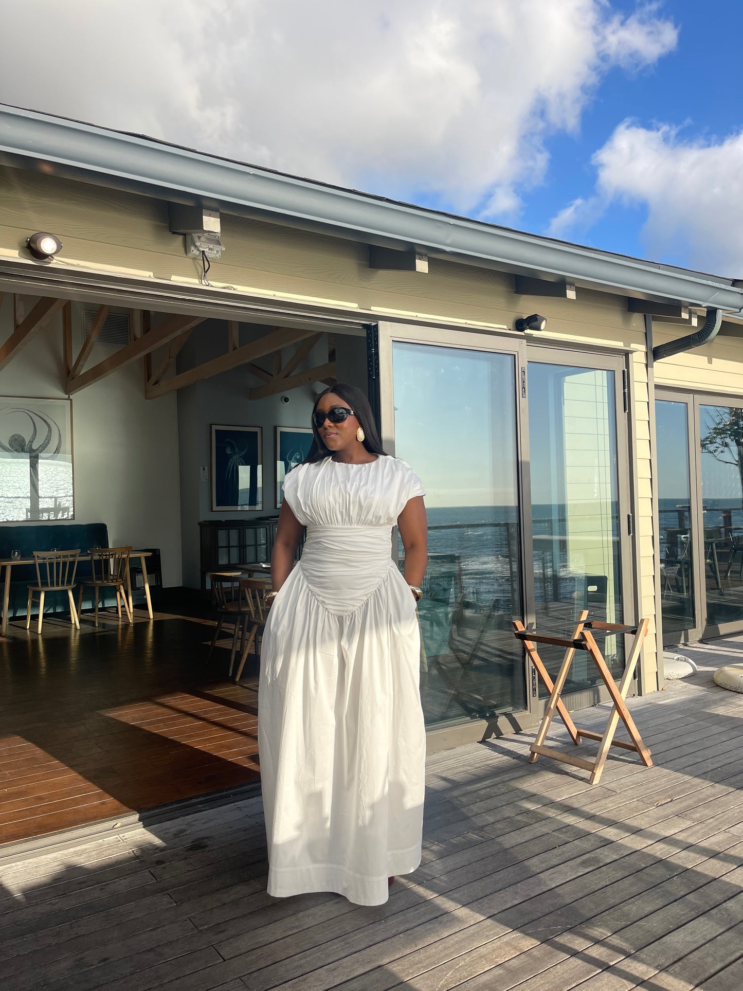 Adesuwa Ruched Cotton Long Dress