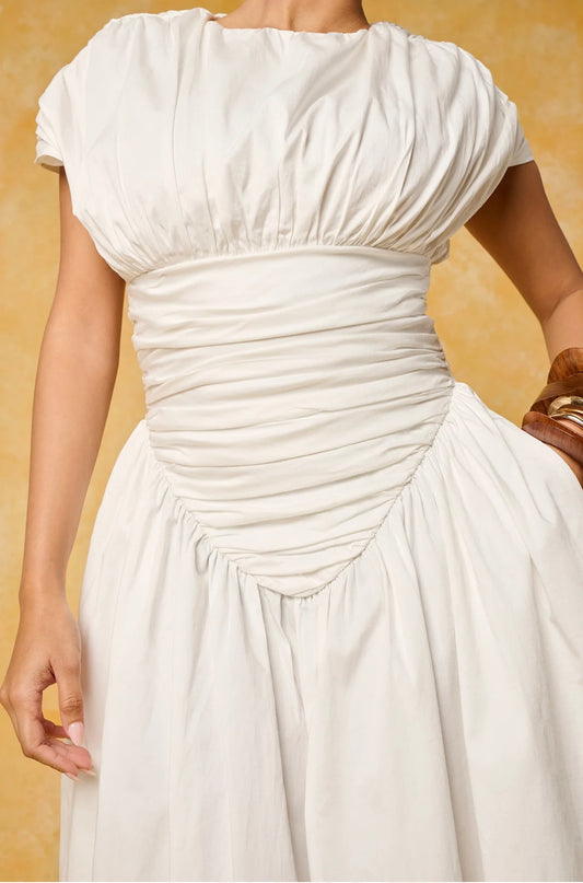 Adesuwa Ruched Cotton Long Dress