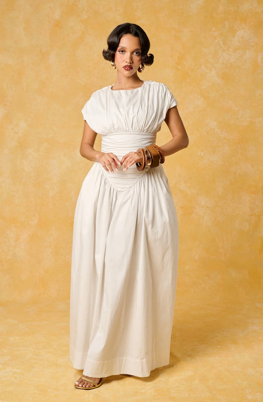 Adesuwa Ruched Cotton Long Dress